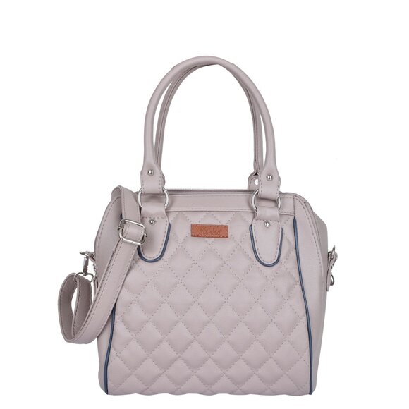 Vegan Leather Women’s Mauve Handbag – Top Handle Satchel with Crossbody Strap - Picture 1 of 11